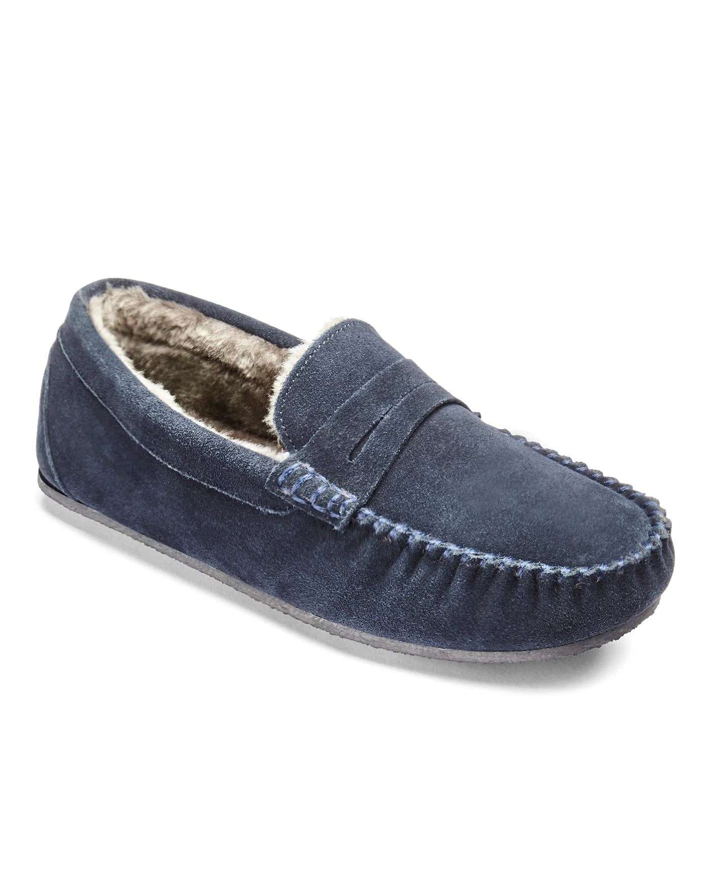 Navy Suede Saddle Loafer Slipper 2 Navy Suede Saddle Loafer Slipper - Image 2