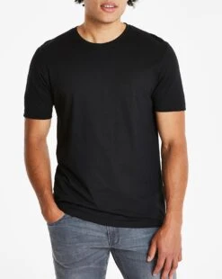 Black Crew Neck T-shirt Long -Jacamo Shop p08oc529502w