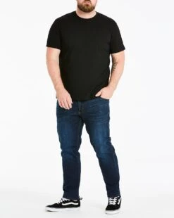 Black Crew Neck T-shirt Long -Jacamo Shop p08oc529505w