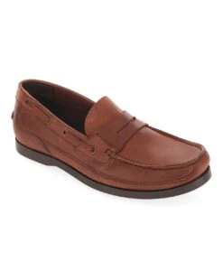 Leather Slip On Boat Shoe Wide Fit 6 Leather Slip On Boat Shoe Wide Fit -Jacamo Shop s01ob031717s