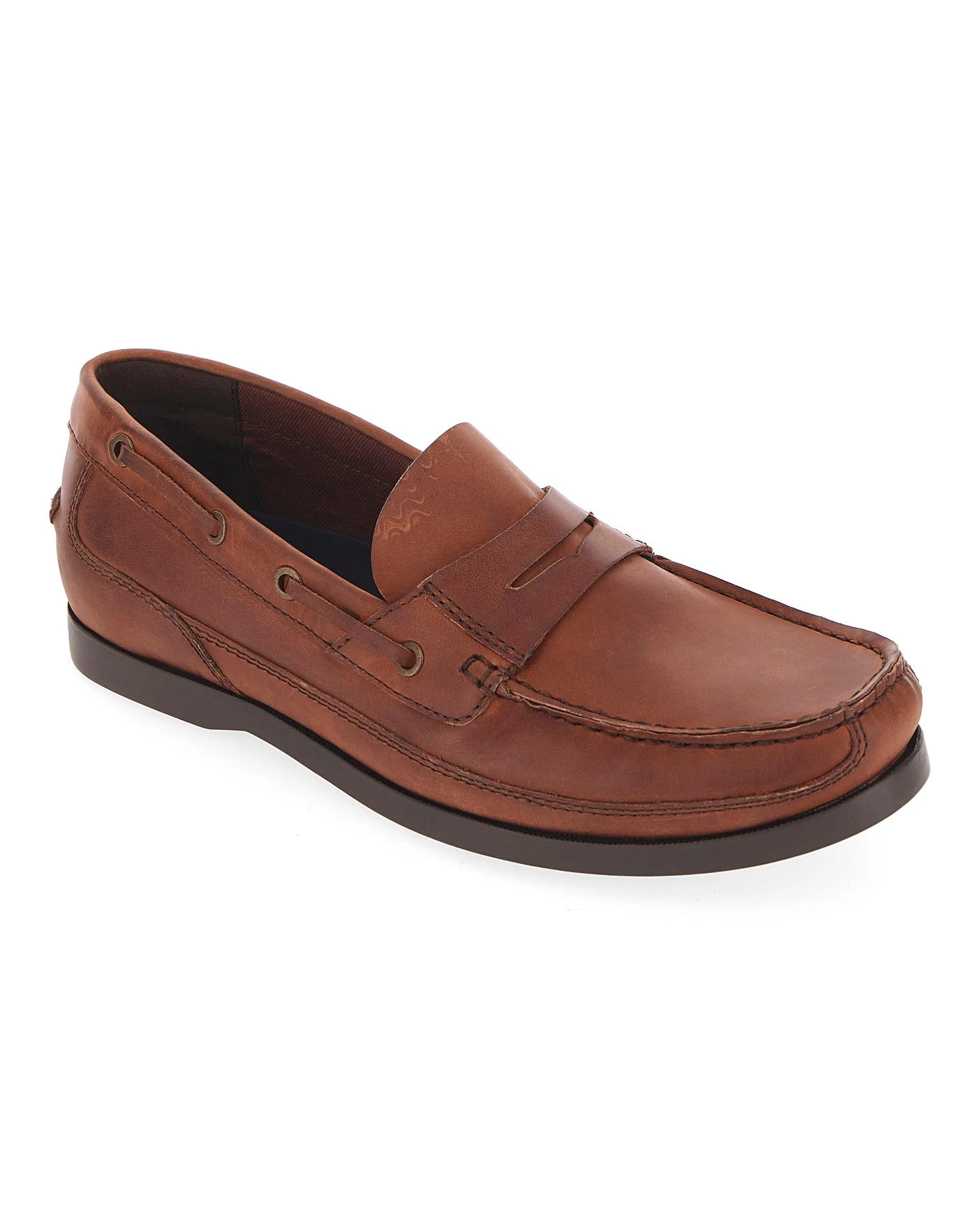 Leather Slip On Boat Shoe Wide Fit 3 Leather Slip On Boat Shoe Wide Fit - Image 3