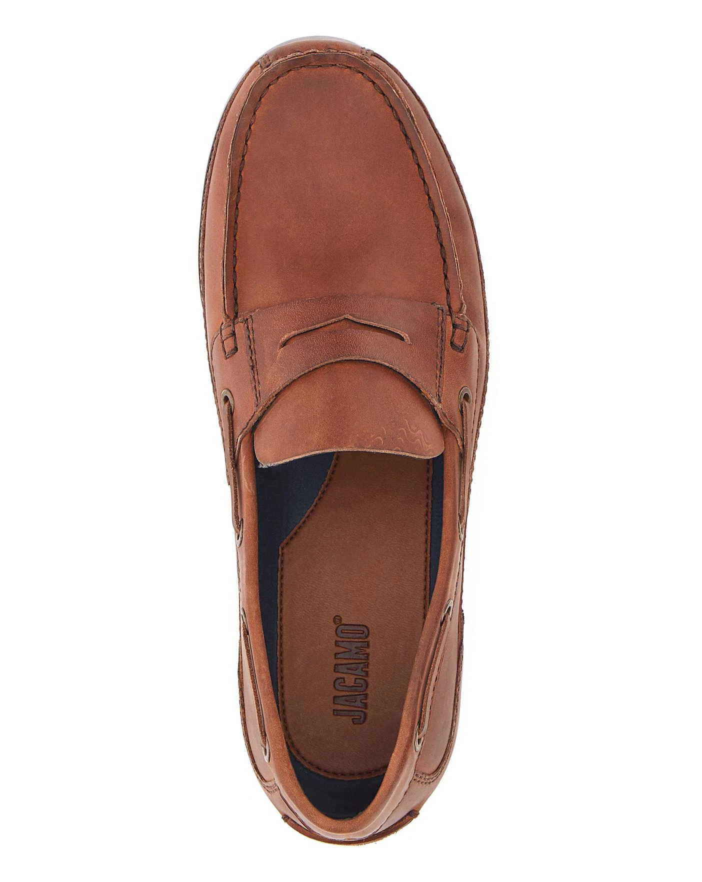 Leather Slip On Boat Shoe Wide Fit 4 Leather Slip On Boat Shoe Wide Fit - Image 4