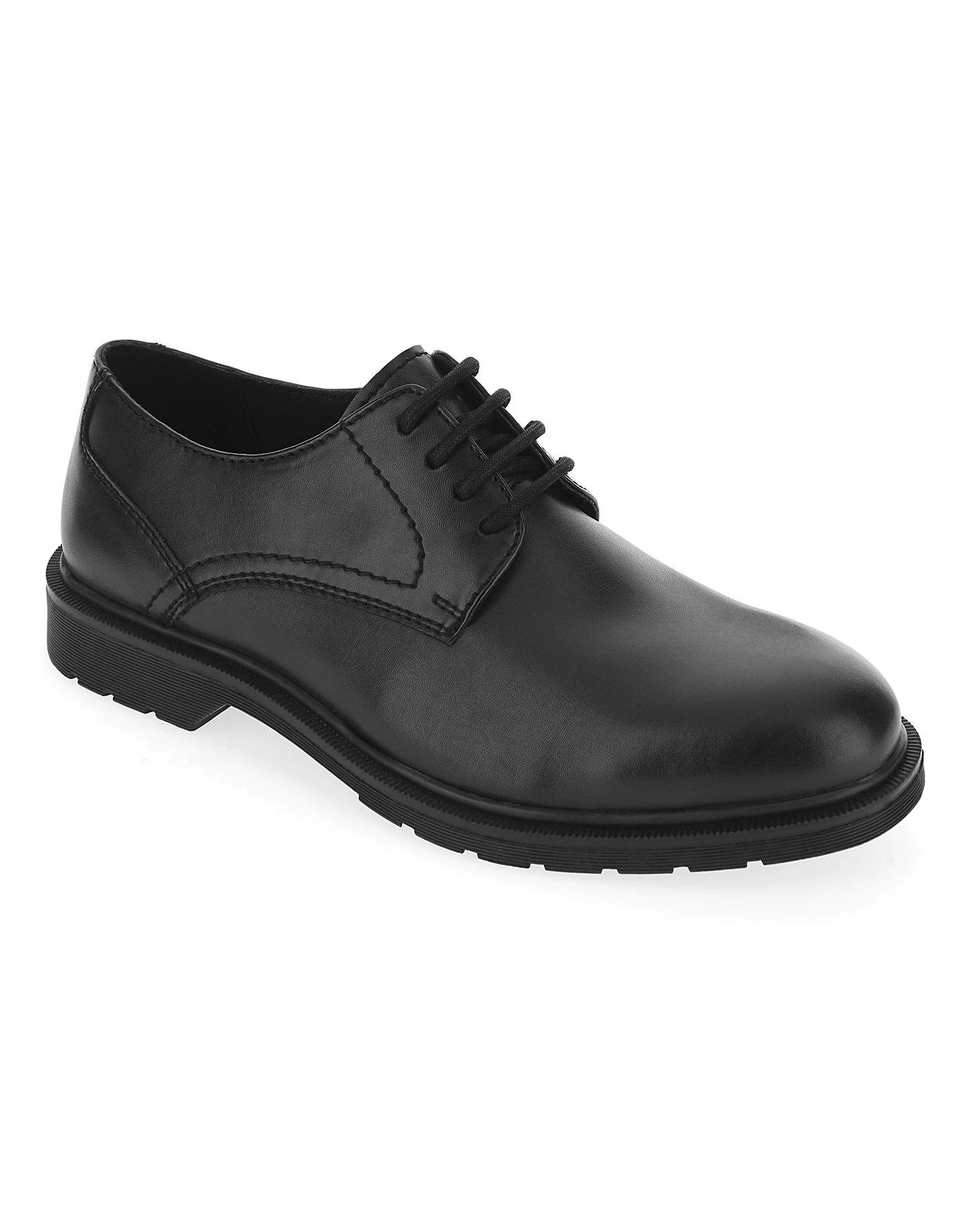 Platt Leather Look Chunky Derby Wide Fit 2 Platt Leather Look Chunky Derby Wide Fit - Image 2