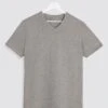 Grey Marl V-Neck T-shirt Long