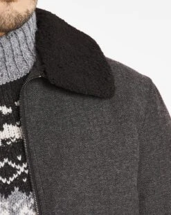 Charcoal Wool Blend Borg Collar Jacket -Jacamo Shop t08ar548743w