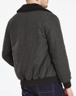 Charcoal Wool Blend Borg Collar Jacket -Jacamo Shop t08ar548744w