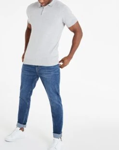 Grey Marl Knitted Polo Shirt -Jacamo Shop u08ae806723w