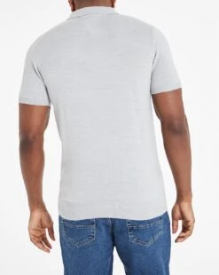 Grey Marl Knitted Polo Shirt -Jacamo Shop u08ae806725w