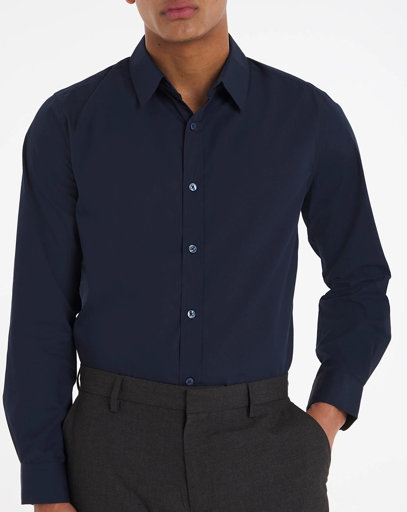 Navy Long Sleeve Formal Shirt Long 1 Navy Long Sleeve Formal Shirt Long
