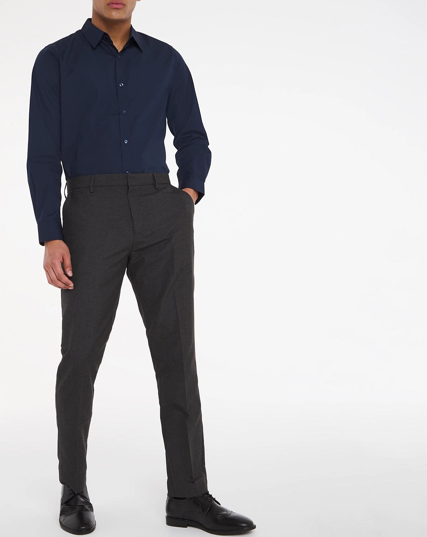 Navy Long Sleeve Formal Shirt Long 2 Navy Long Sleeve Formal Shirt Long - Image 2