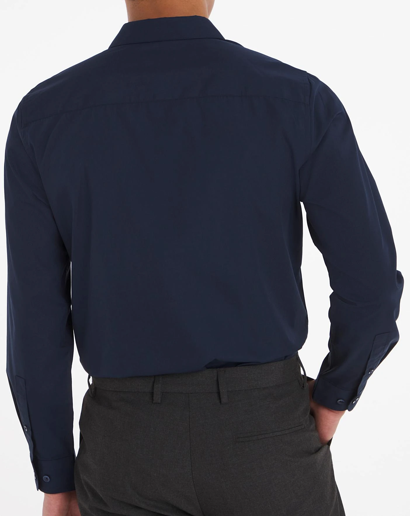 Navy Long Sleeve Formal Shirt Long 4 Navy Long Sleeve Formal Shirt Long - Image 4