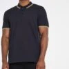 Black Pique Tipped Polo Long
