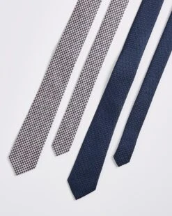 Pack 2 Navy Houndstooth/Plain Ties -Jacamo Shop v01az112501s