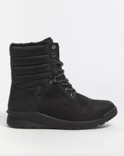 Black Walking Leather Boot Wide Fit
