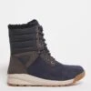 Navy Walking Leather Boot Wide Fit