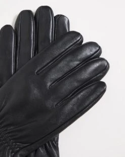 Black Fleece Lined Leather Gloves -Jacamo Shop v02wa426726s
