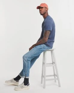 Denim Marl Crew Neck T-Shirt Long -Jacamo Shop v08mw438726w