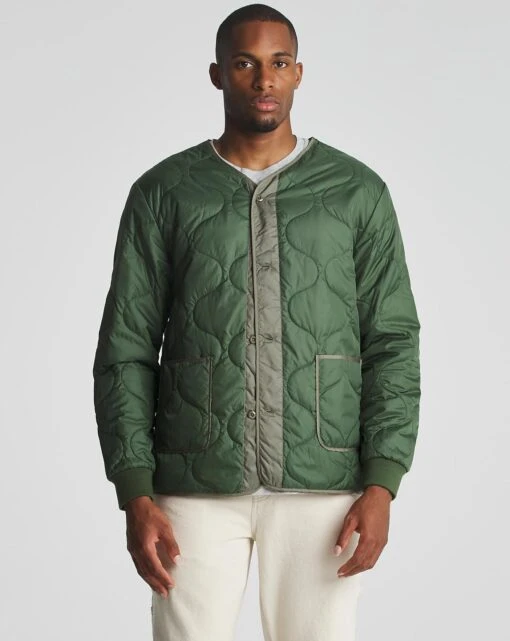Khaki Quilted Jacket -Jacamo Shop v08om580725w