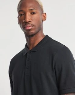 Black Pique Polo Long -Jacamo Shop v08ox210736w