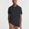 Black Pique Polo Long