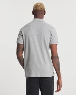 Grey Marl Pique Polo Long -Jacamo Shop v08ox222726w