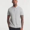 Grey Marl Pique Polo Reg
