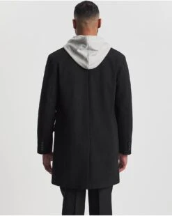 Black Faux Wool Overcoat -Jacamo Shop v08qa321728w