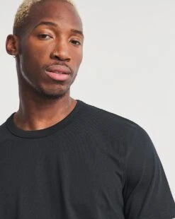 Heavyweight Black Crew Neck Tee Long -Jacamo Shop v08vl630728w