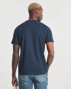 Heavyweight Navy Crew Neck Tee Long -Jacamo Shop v08vl634726w