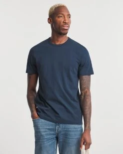 Heavyweight Navy Crew Neck Tee Long