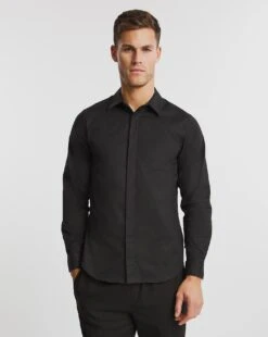 Long Slv Concealed Placket Poplin Shirt
