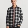 Long Sleeve Mono Check Flannel Shirt