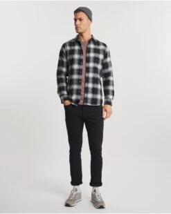 Long Sleeve Mono Check Flannel Shirt -Jacamo Shop v08wv608738w