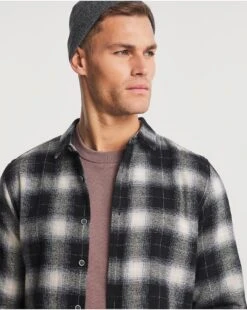 Long Sleeve Mono Check Flannel Shirt -Jacamo Shop v08wv608739w