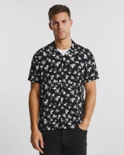 Short Sleeve Viscose Floral Print Shirt