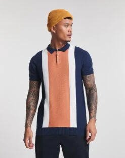 Colour Block Knitted Polo