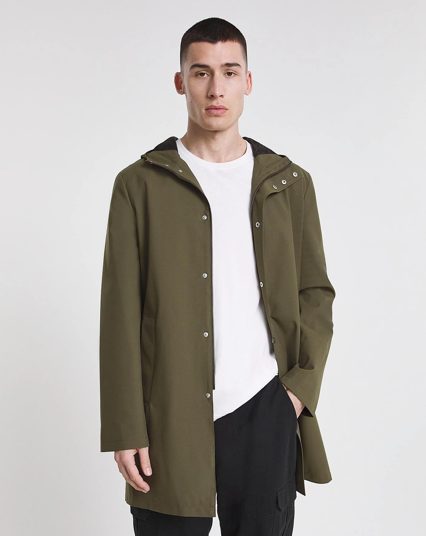 Khaki Lightweight Hooded Parka Jacket 4 Khaki Lightweight Hooded Parka Jacket - Image 4