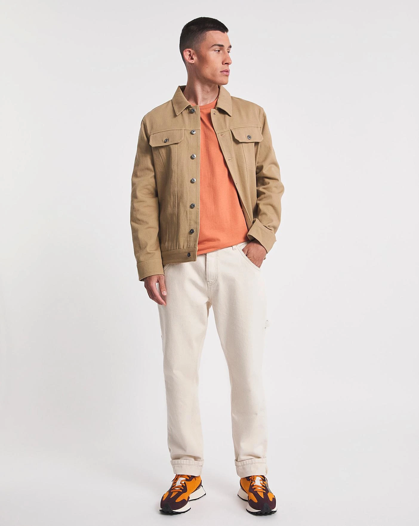 Stone Cotton Twill Trucker Jacket 2 Stone Cotton Twill Trucker Jacket - Image 2