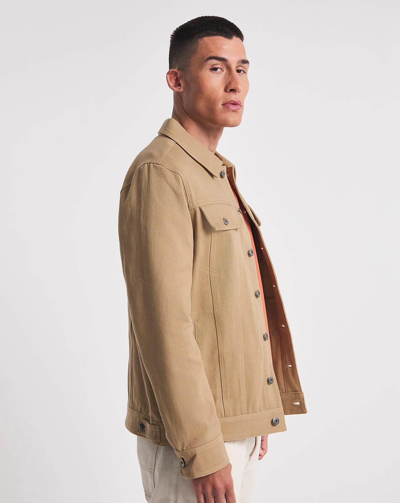 Stone Cotton Twill Trucker Jacket 3 Stone Cotton Twill Trucker Jacket - Image 3