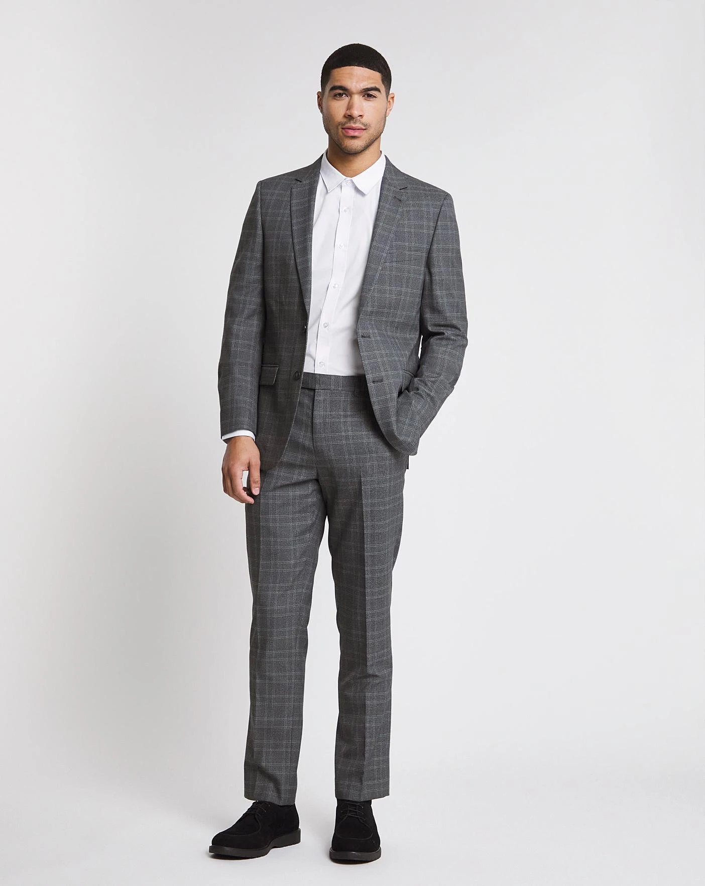 Charcoal Check Regular Fit Suit Trouser 1 Charcoal Check Regular Fit Suit Trouser