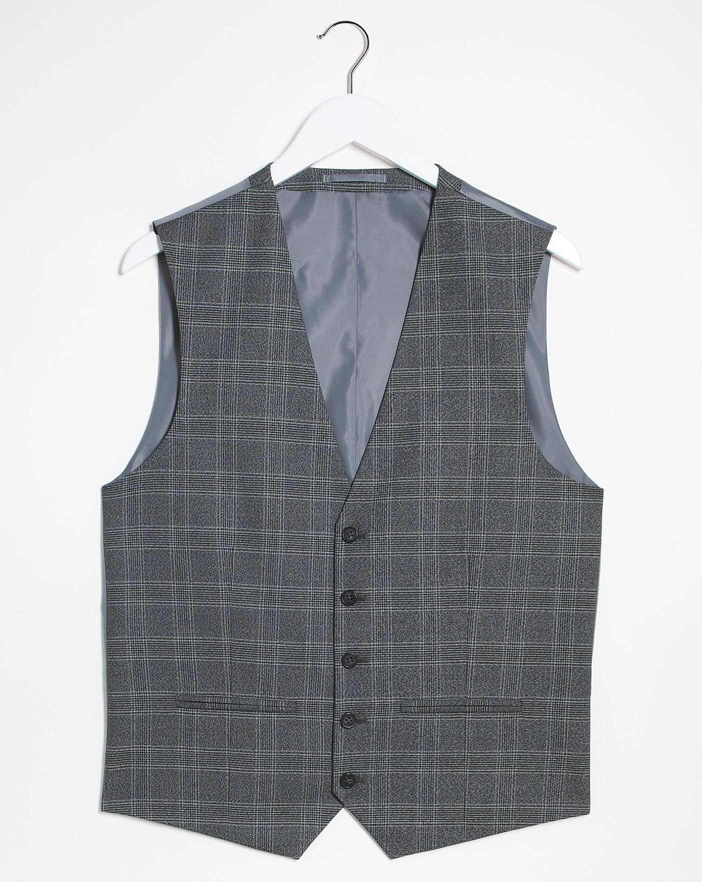 Charcoal Check Regular Fit Waistcoat 3 Charcoal Check Regular Fit Waistcoat - Image 3