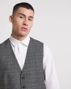 Charcoal Check Regular Fit Waistcoat 9 Charcoal Check Regular Fit Waistcoat -Jacamo Shop w08ka107758w