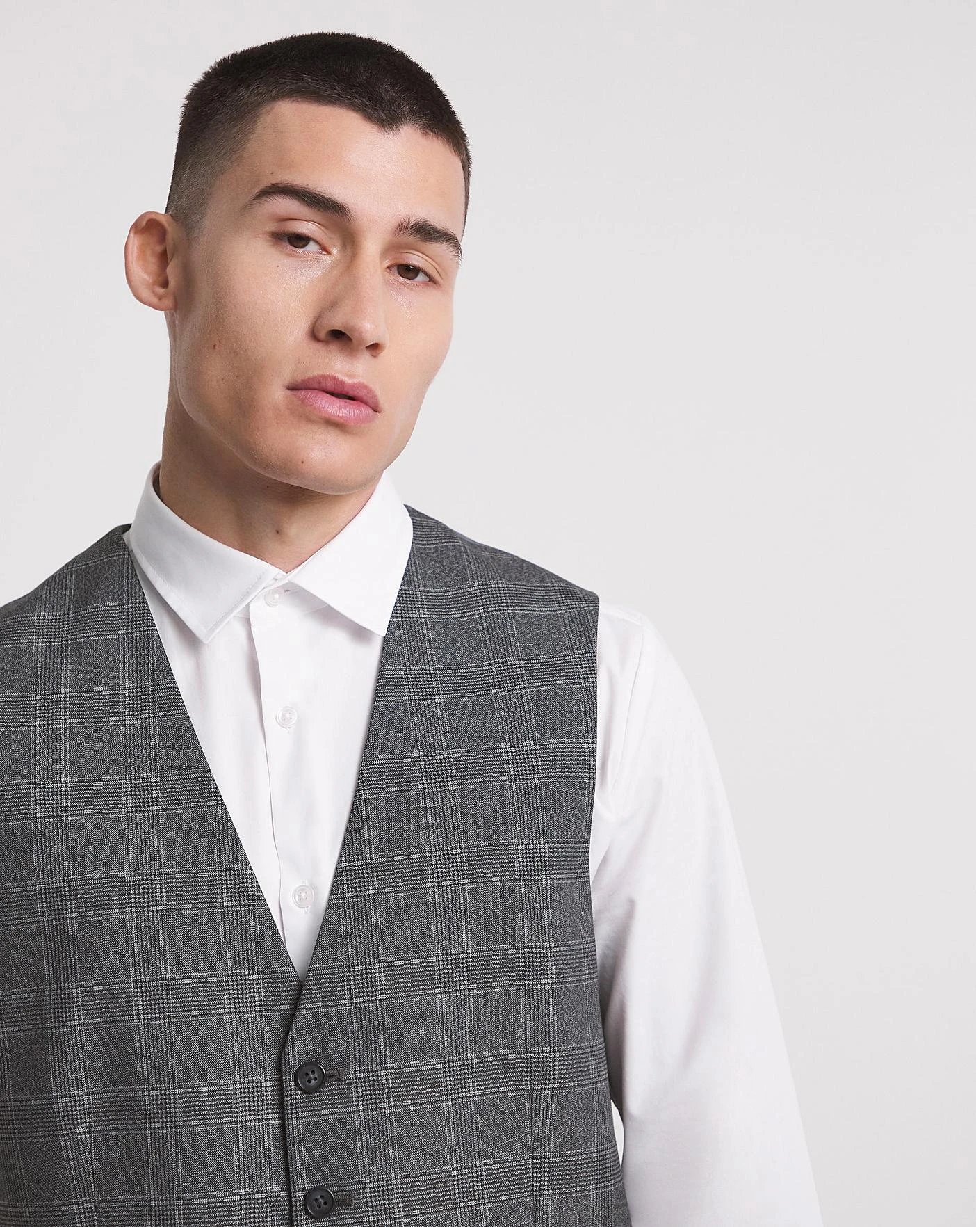 Charcoal Check Regular Fit Waistcoat 4 Charcoal Check Regular Fit Waistcoat - Image 4