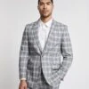 Light Grey Check Reg Fit Suit Jacket