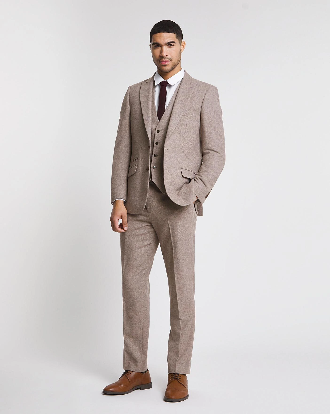 Oatmeal Donegal Reg Fit Suit Trouser 1 Oatmeal Donegal Reg Fit Suit Trouser