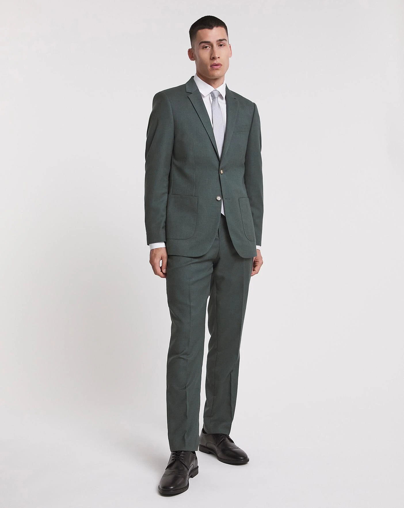 Green Linen Look Regular Fit Suit Jacket 2 Green Linen Look Regular Fit Suit Jacket - Image 2
