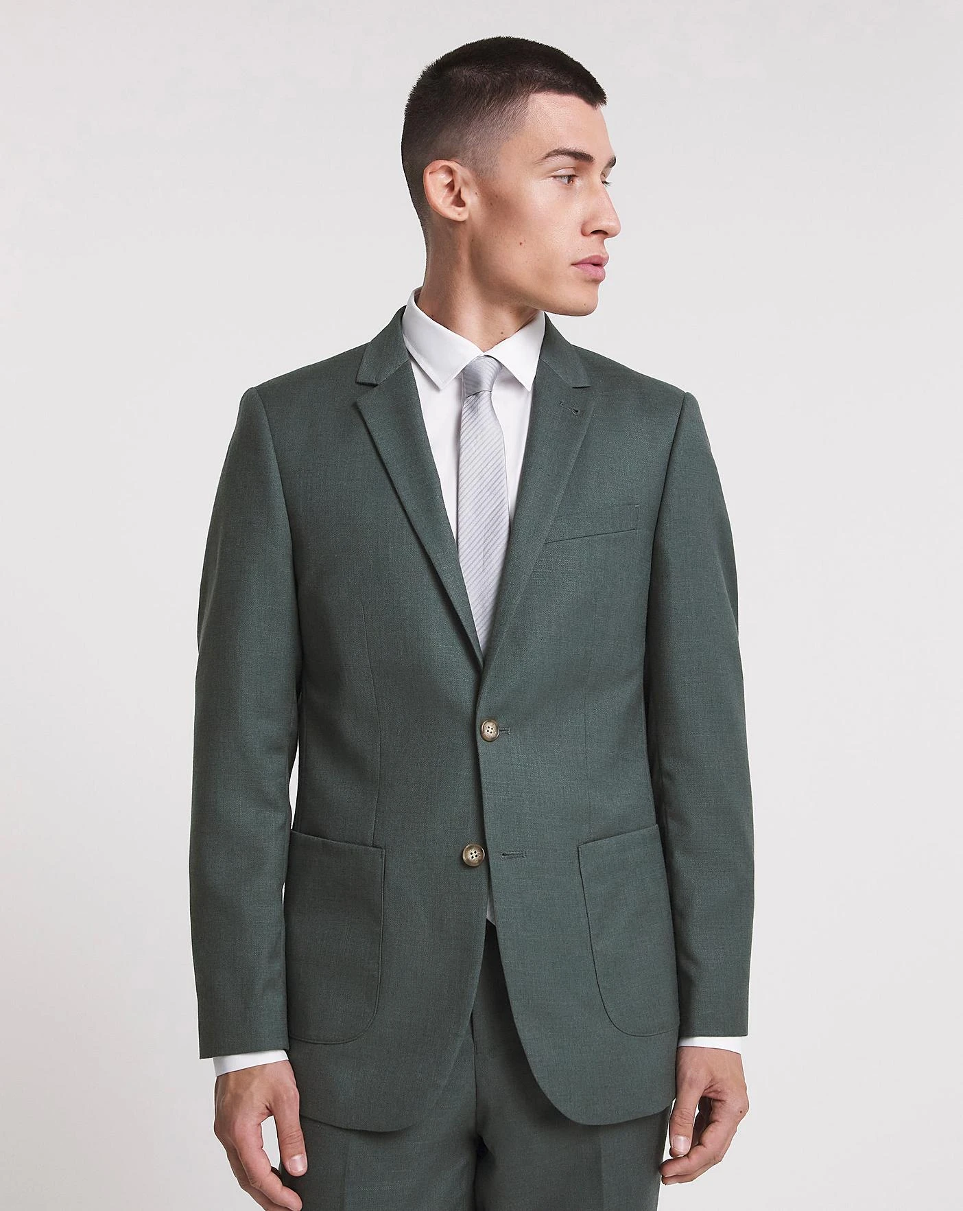 Green Linen Look Regular Fit Suit Jacket 1 Green Linen Look Regular Fit Suit Jacket