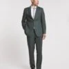 Green Linen Look Reg Fit Suit Trouser