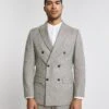 Linen Look Double Breased Suit Jacket