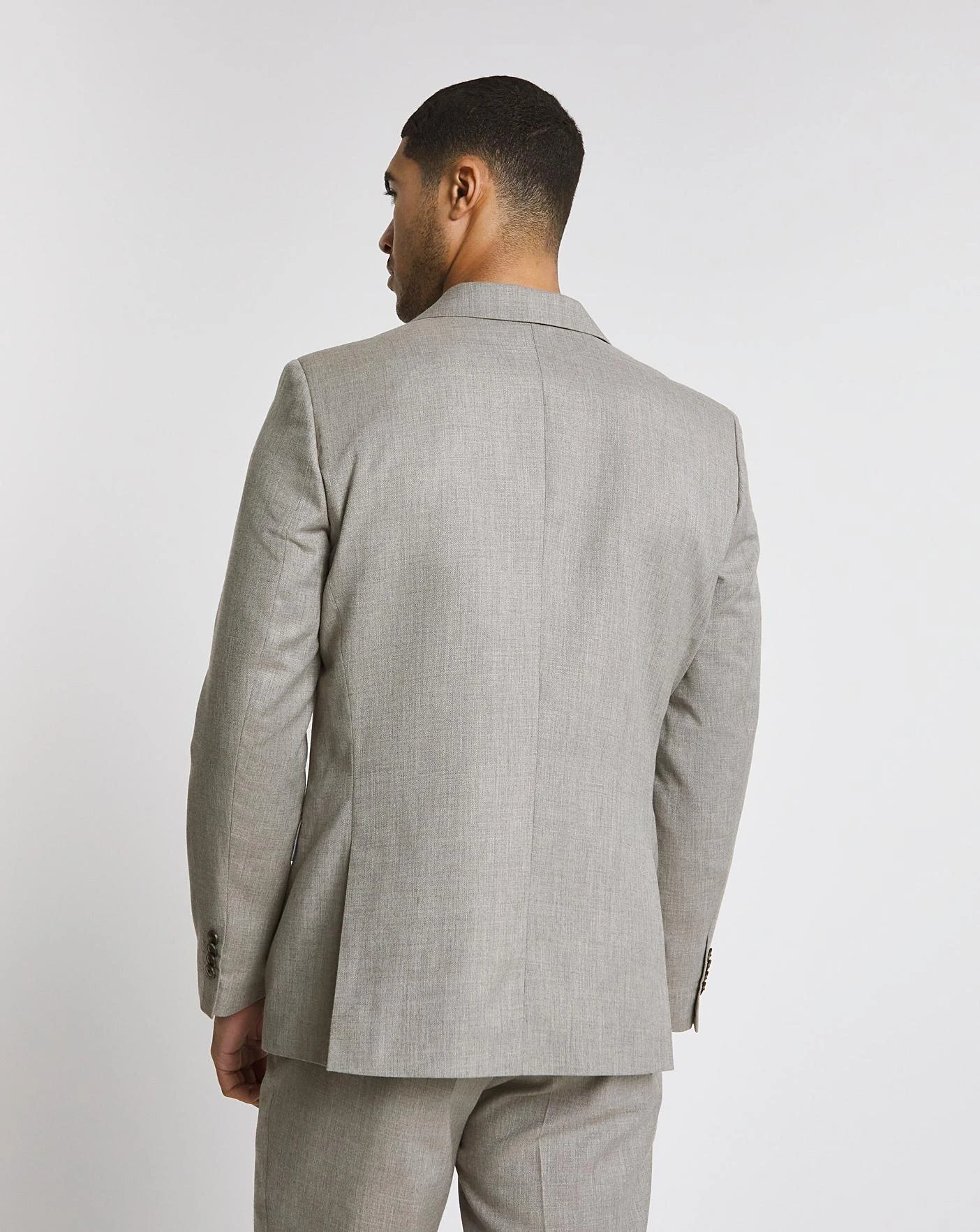 Linen Look Double Breased Suit Jacket 3 Linen Look Double Breased Suit Jacket - Image 3